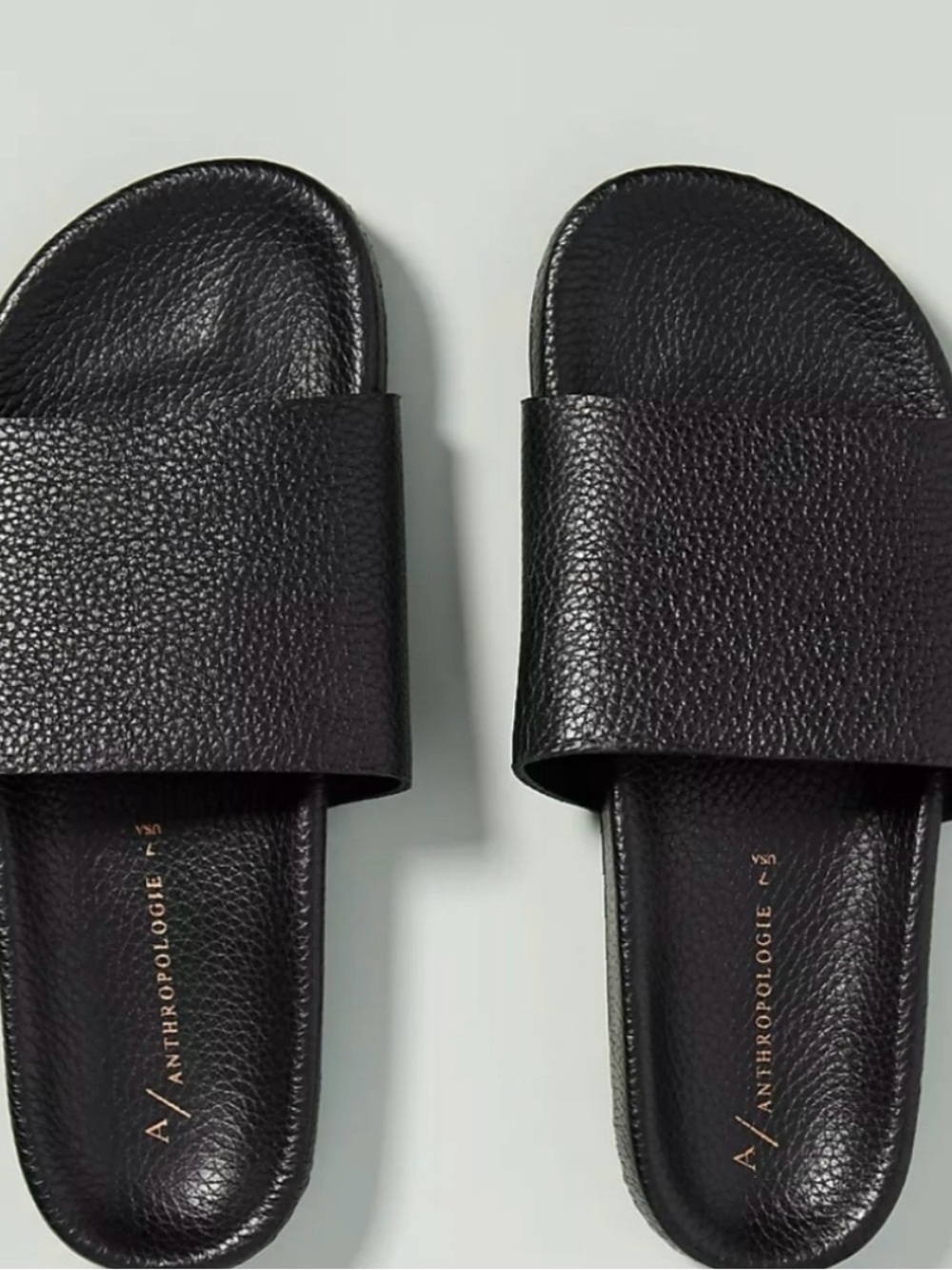 Anthropologie Pebbled Black Kimbra Slide Sandals